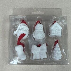 Make Market DIY Mini Holiday Ceramic Ornament Set with Red Ribbons - 6-Pack